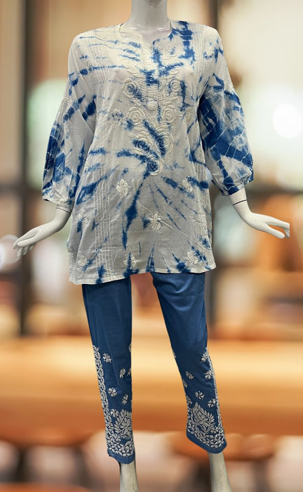 Ada Hand Embroidered Lucknow Chikankari Blue Cotton Short Kurti Tunic Top  for Women A911186 (XS) : Amazon.in: Fashion
